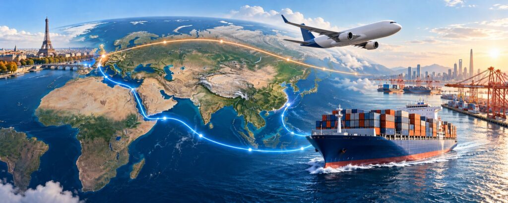 Transport maritime et aérien de marchandises entre la Chine et la France
